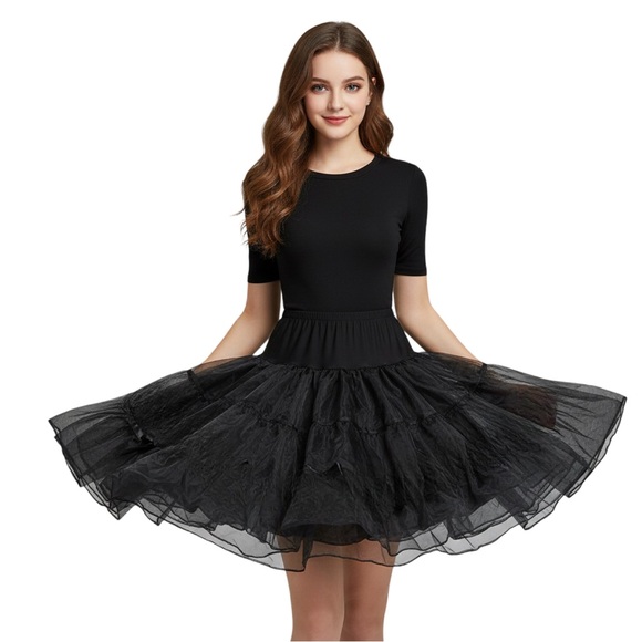 Vintage Black Crinoline Tulle Petticoat Skirt Size Large by Grace Karin - Picture 7 of 7